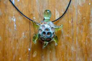 Glass Turtle Pendant - Green - oceangrade