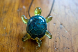 Glass Turtle Pendant - Blue - oceangrade